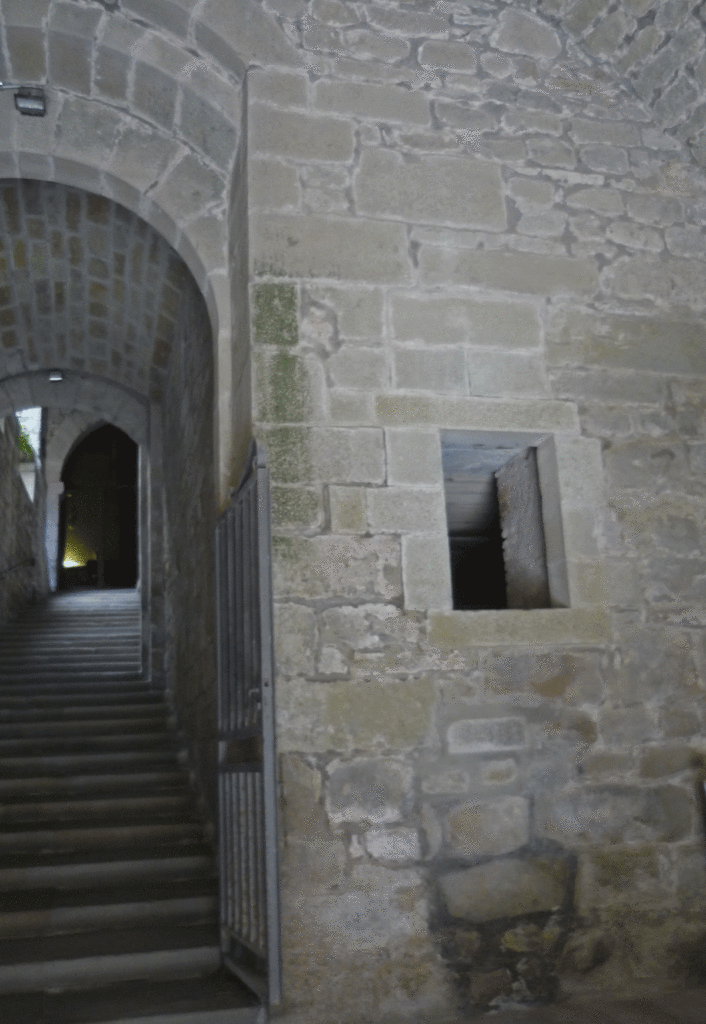 Stone entryway and steps into Camaldoli monastery, Italy