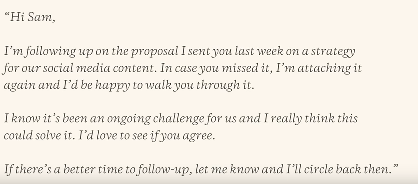 Marie Forleo follow-up example