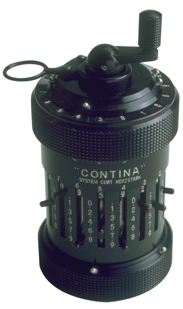 Black peppermill like machine with sliders around the body and a crank on top