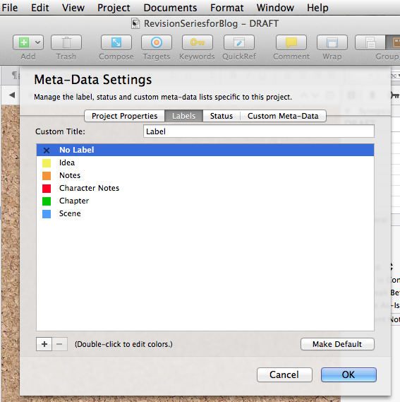 Screenshot of Label menu showing categories and colors