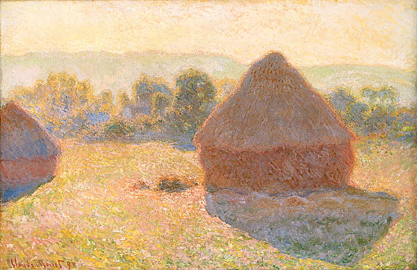 image of impressionist painting of haystacks