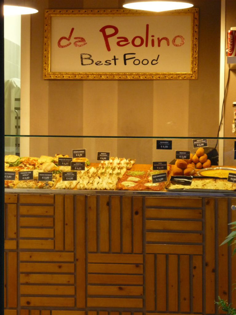 Cinque terra stand with pizza-like snacks