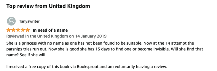 screenshot of review for funny book for kids