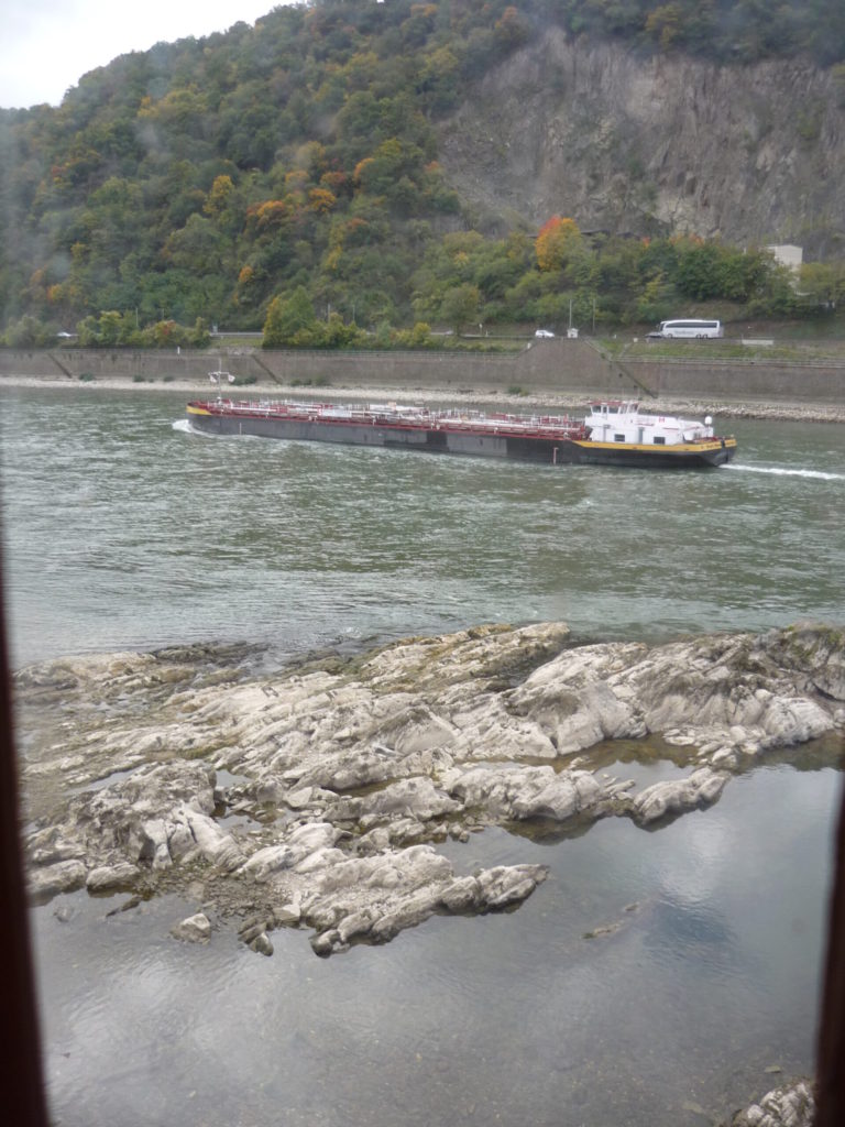 barge steaming on the Rhine River