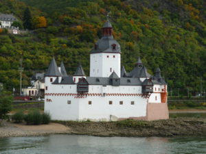 Kaub castle on an island in the middle of the Rhine River
