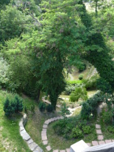 winding paths in castle garden