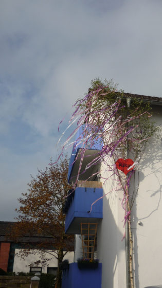 decorated birch tree with heart