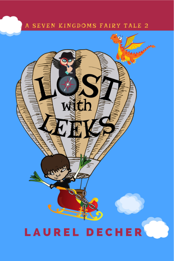 Lost With Leeks cover image shows boy in hot air balloon with dragon