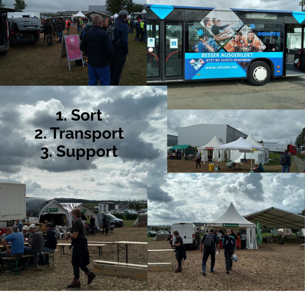 Bus, tents, food, first aid support for volunteers