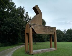 sculpture garden wooden horse