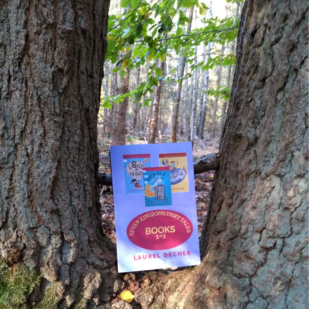 paperback book in a tree