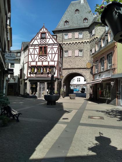 town with arch and medieval storefront Mayen