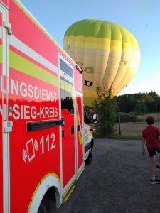 Emergency helpers arrive at balloon rescue