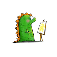 artist baby dragon with easel