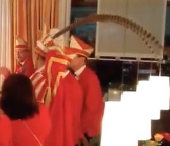 Karneval costume hat with a long feather