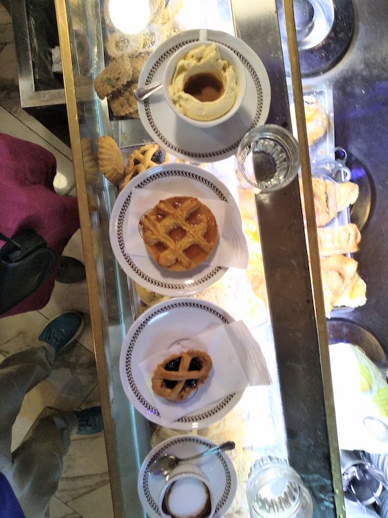 coffee, pastry, pastry, coffee